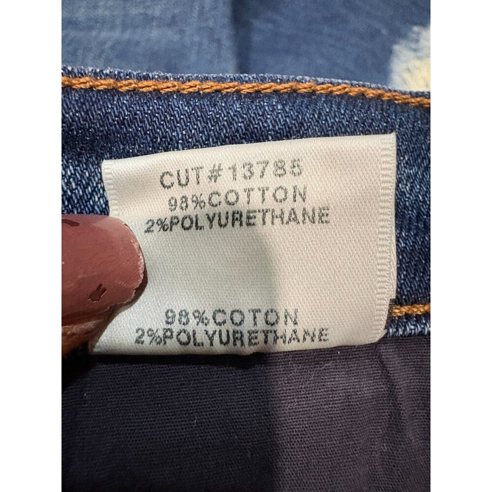 J Brand Women's 32 Mid Rise Cropped Bootcut Jeans Frayed Hem Distressed Knee Den - Picture 9 of 10